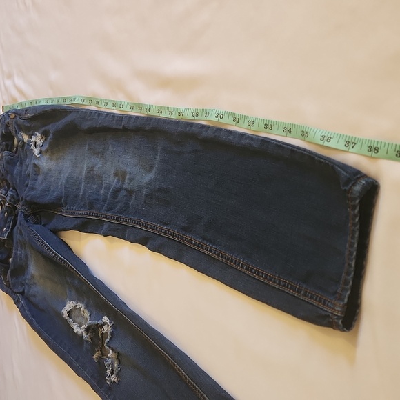 Vintage Y2K Refuge Dark Blue Distressed Skinny Jeans Women's Size 2 - Picture 10 of 16